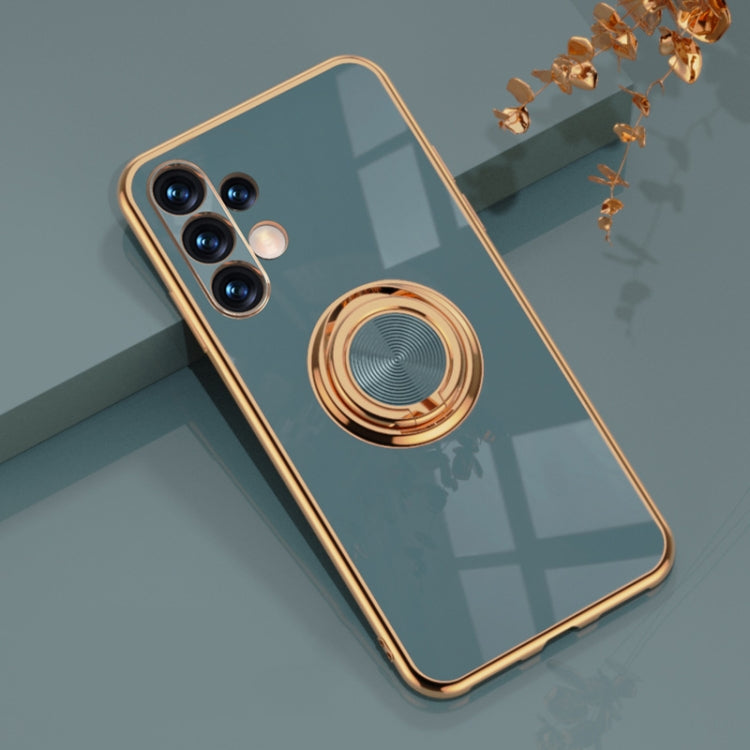 For Samsung Galaxy A13 4G 6D Electroplating Silicone Phone Case with Ring Holder