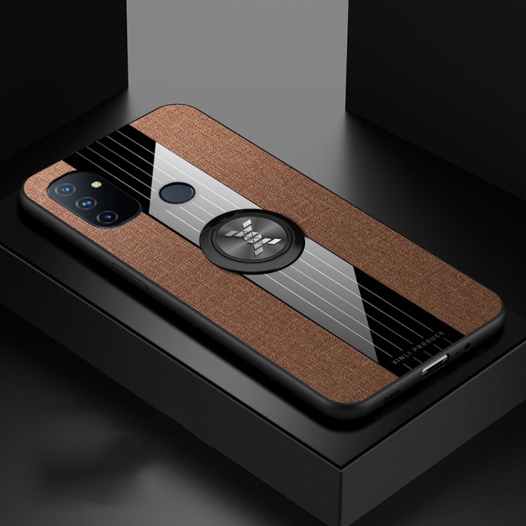For OnePlus Nord N100 XINLI Stitching Cloth Texture TPU Phone Case with Ring Holder