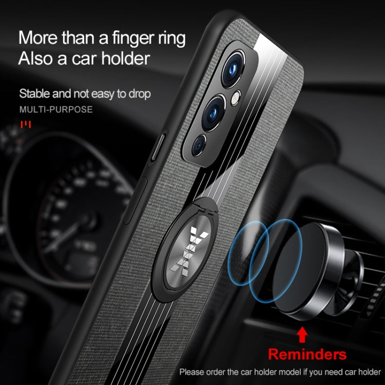 For OnePlus 9 XINLI Stitching Cloth Texture TPU Phone Case with Ring Holder