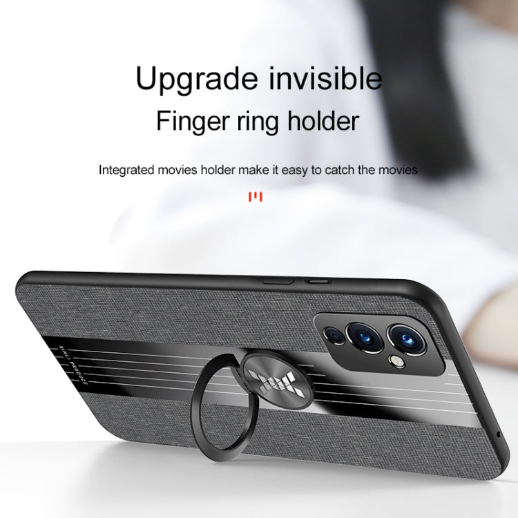 For OnePlus 9 XINLI Stitching Cloth Texture TPU Phone Case with Ring Holder