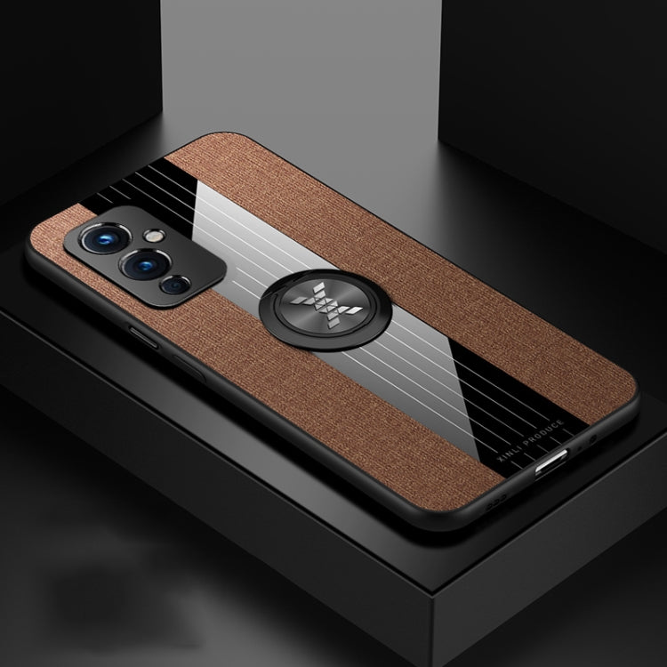 For OnePlus 9 XINLI Stitching Cloth Texture TPU Phone Case with Ring Holder