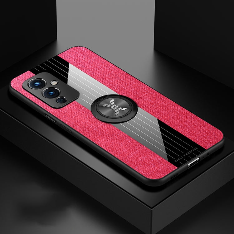 For OnePlus 9 XINLI Stitching Cloth Texture TPU Phone Case with Ring Holder