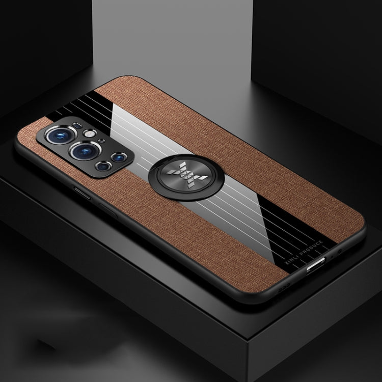 For OnePlus 9 Pro XINLI Stitching Cloth Texture TPU Phone Case with Ring Holder