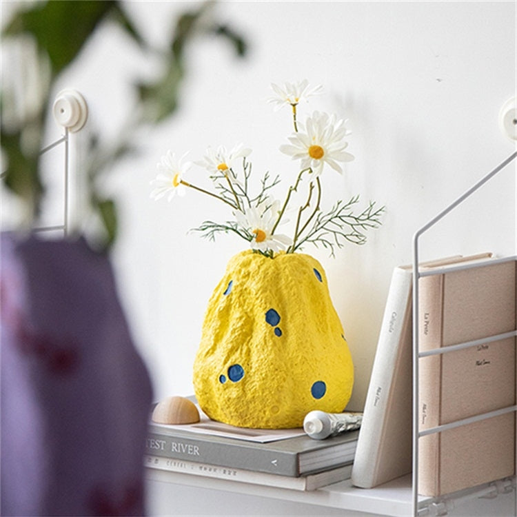 Cute Fruit Plant Shape Creative Nordic Style Resin Frosted Vase, Style:Mustard Yellow Pumpkin