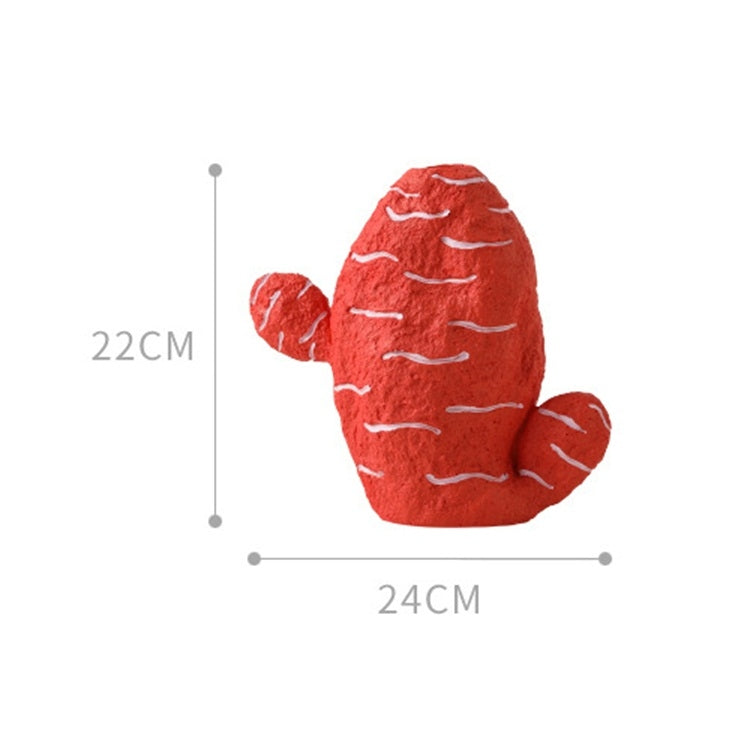 Cute Fruit Plant Shape Creative Nordic Style Resin Frosted Vase, Style:Orange-red Cactus