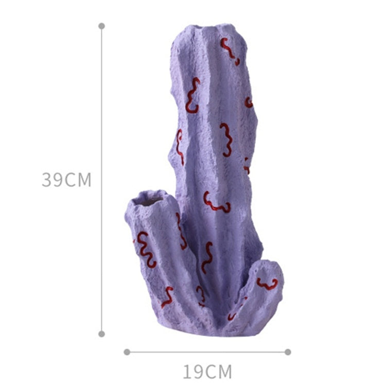 Cute Fruit Plant Shape Creative Nordic Style Resin Frosted Vase, Style:Purple Cactus