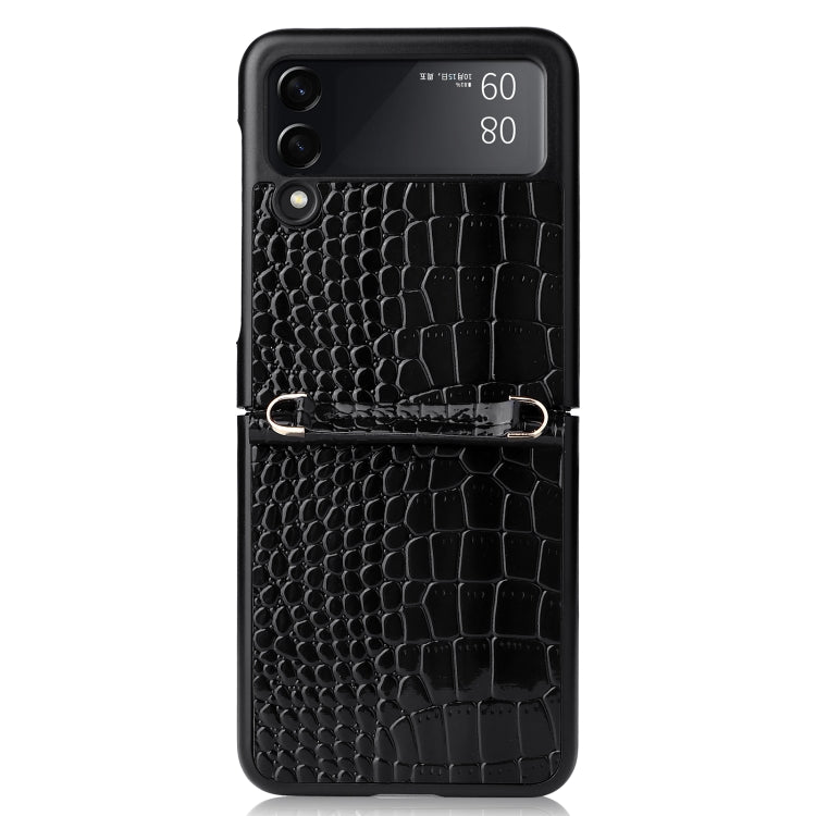 For Samsung Galaxy Z Flip3 5G Siamese Pearl Texture Phone Case with Lanyard