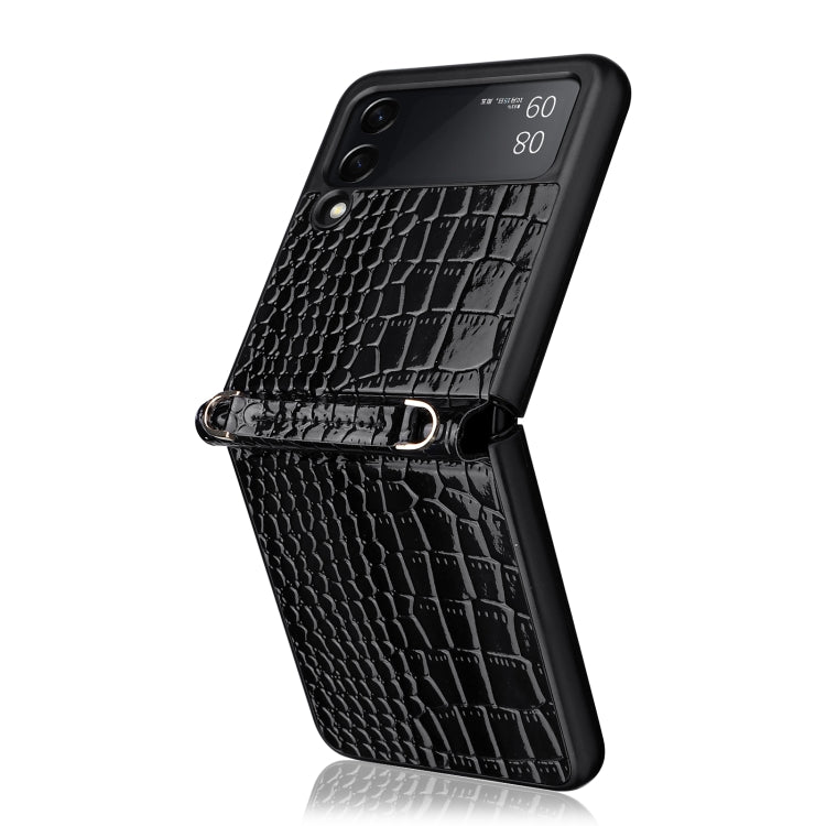 For Samsung Galaxy Z Flip3 5G Siamese Pearl Texture Phone Case with Lanyard