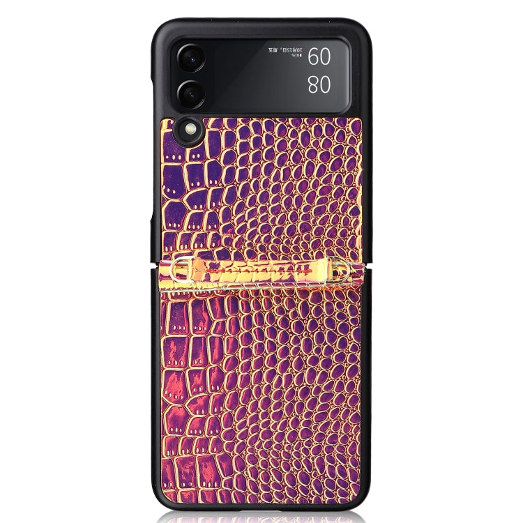 For Samsung Galaxy Z Flip3 5G Siamese Pearl Texture Phone Case with Lanyard