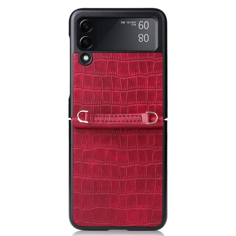 For Samsung Galaxy Z Flip3 5G Siamese Bamboo Texture Phone Case with Lanyard
