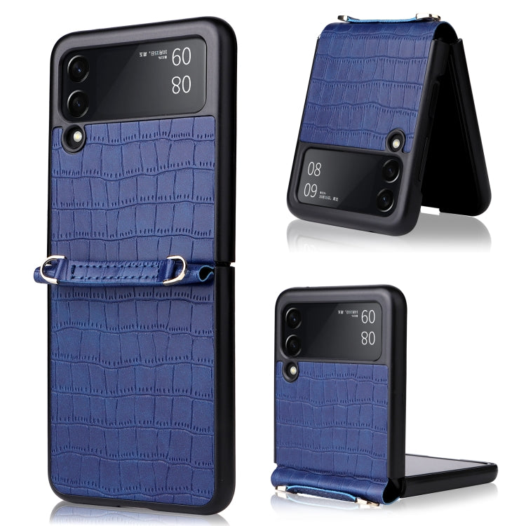 For Samsung Galaxy Z Flip3 5G Siamese Bamboo Texture Phone Case with Lanyard
