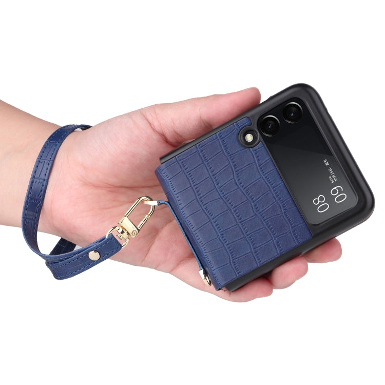 For Samsung Galaxy Z Flip3 5G Siamese Bamboo Texture Phone Case with Lanyard