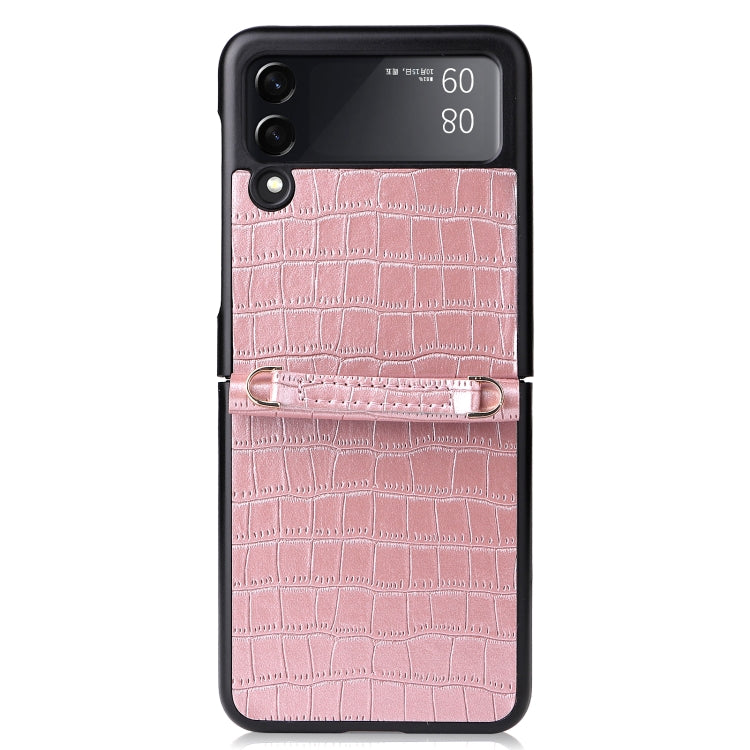 For Samsung Galaxy Z Flip3 5G Siamese Bamboo Texture Phone Case with Lanyard