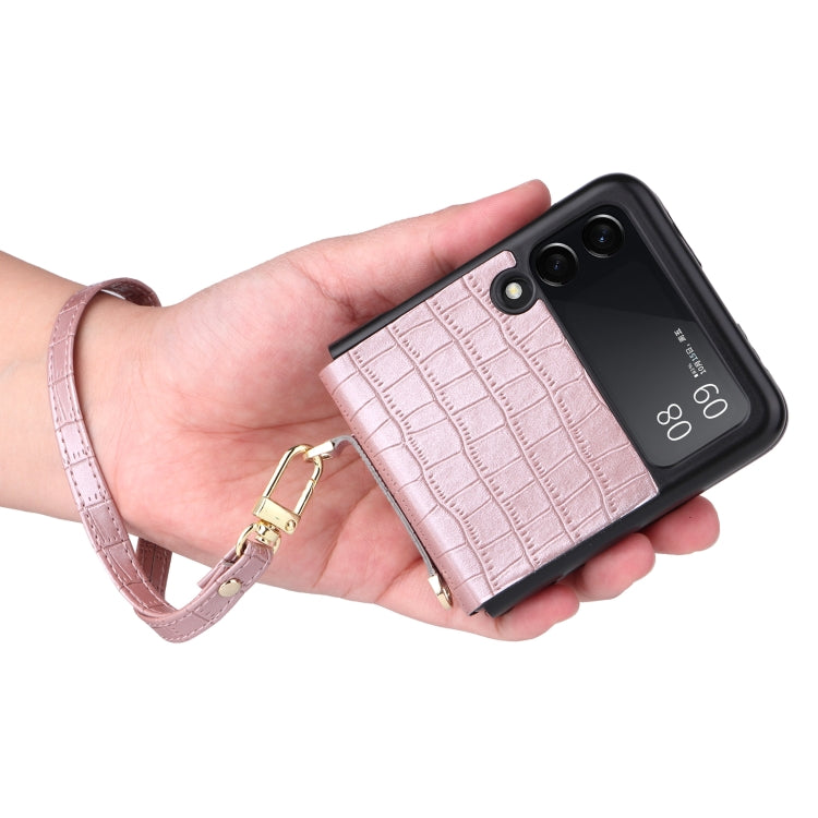 For Samsung Galaxy Z Flip3 5G Siamese Bamboo Texture Phone Case with Lanyard