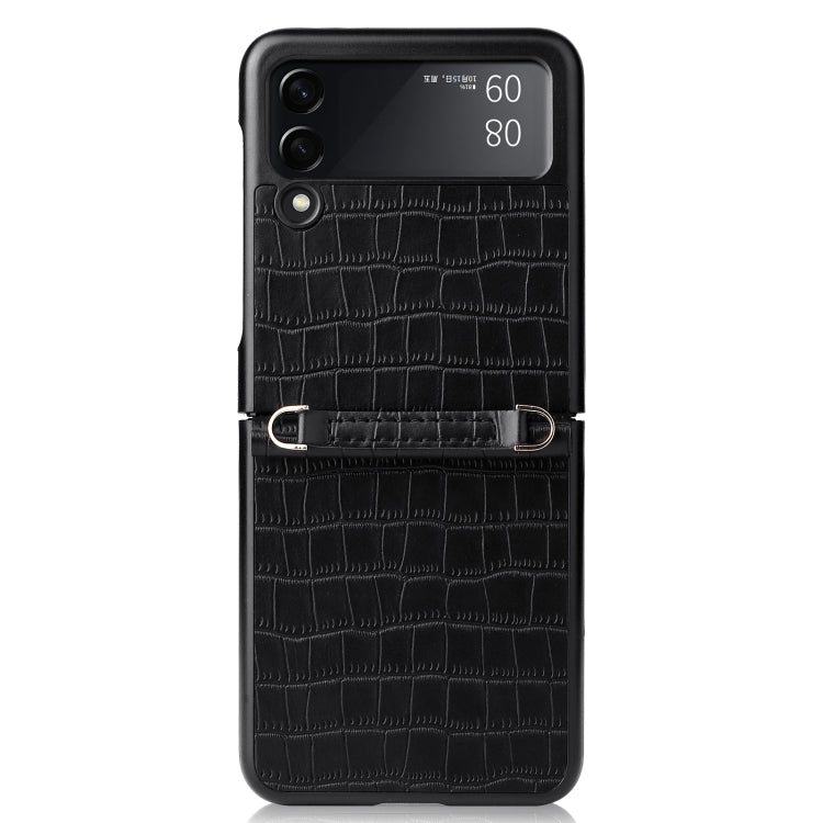 For Samsung Galaxy Z Flip3 5G Siamese Bamboo Texture Phone Case with Lanyard