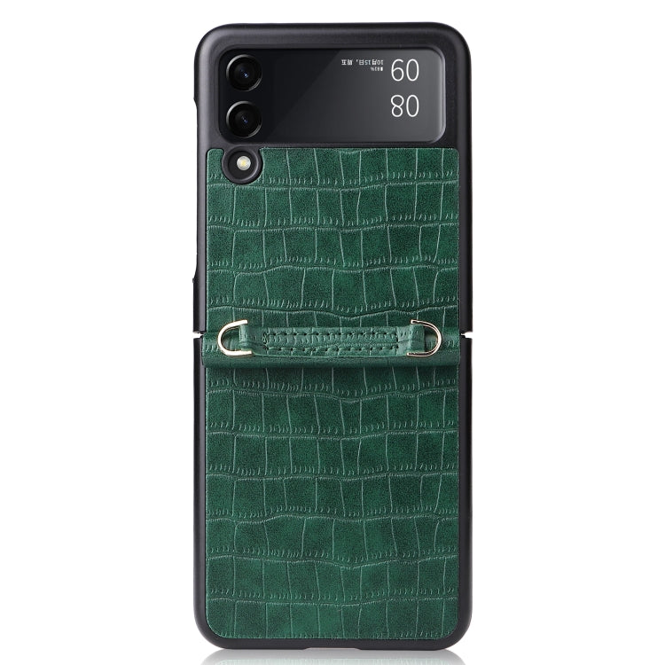 For Samsung Galaxy Z Flip3 5G Siamese Bamboo Texture Phone Case with Lanyard