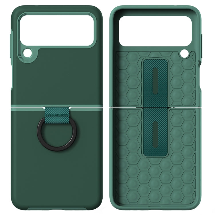 For Samsung Galaxy Z Flip3 5G 2 in 1 Skin Feel PC Phone Case with Ring Holder
