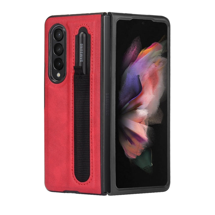 For Samsung Galaxy Z Fold3 5G Vintage Texture Phone Case with Pen Slot