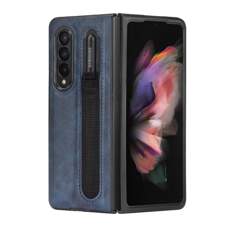 For Samsung Galaxy Z Fold3 5G Vintage Texture Phone Case with Pen Slot