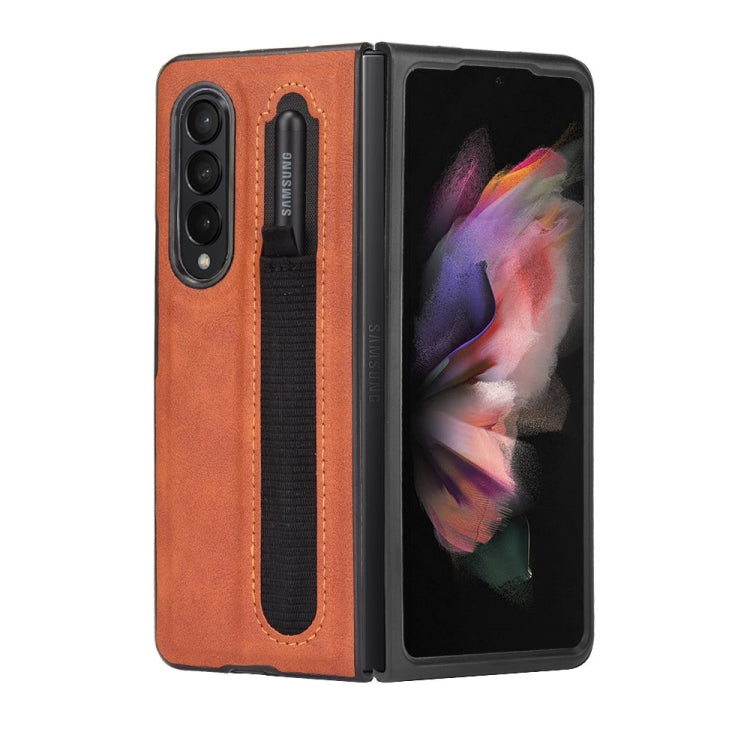 For Samsung Galaxy Z Fold3 5G Vintage Texture Phone Case with Pen Slot