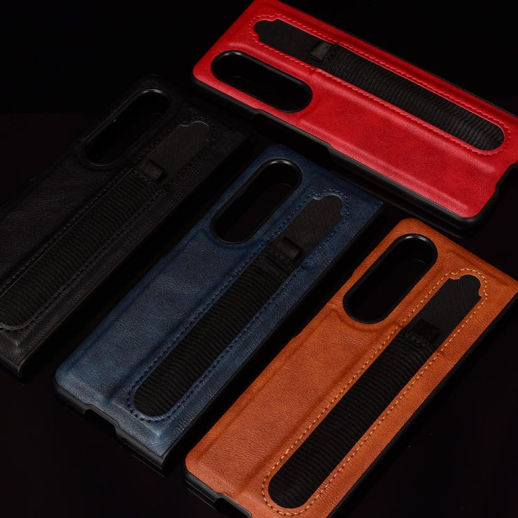 For Samsung Galaxy Z Fold3 5G Vintage Texture Phone Case with Pen Slot