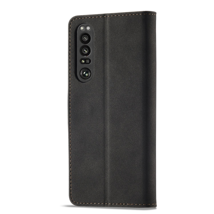 For Sony Xperia 1 III Frosted Anti-theft Brush Horizontal Flip Leather Phone Case