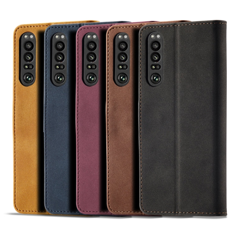 For Sony Xperia 1 III Frosted Anti-theft Brush Horizontal Flip Leather Phone Case