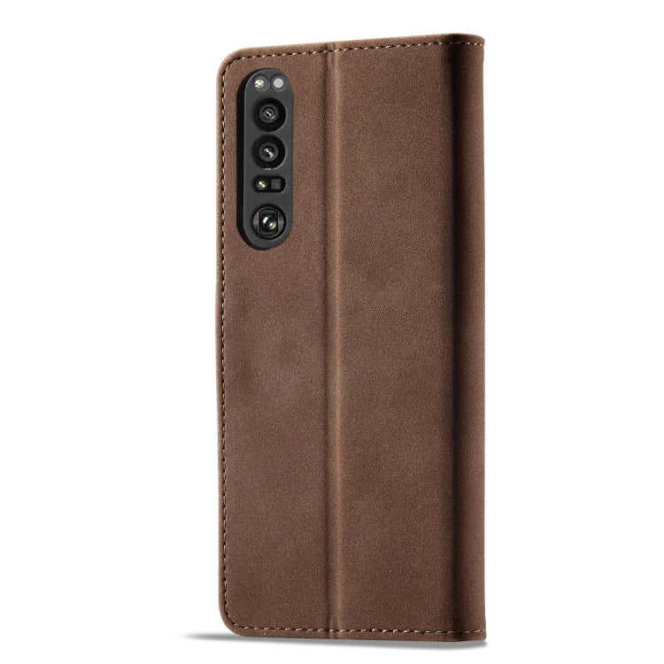 For Sony Xperia 1 III Frosted Anti-theft Brush Horizontal Flip Leather Phone Case