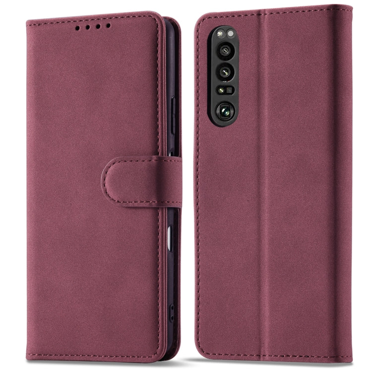 For Sony Xperia 1 III Frosted Anti-theft Brush Horizontal Flip Leather Phone Case