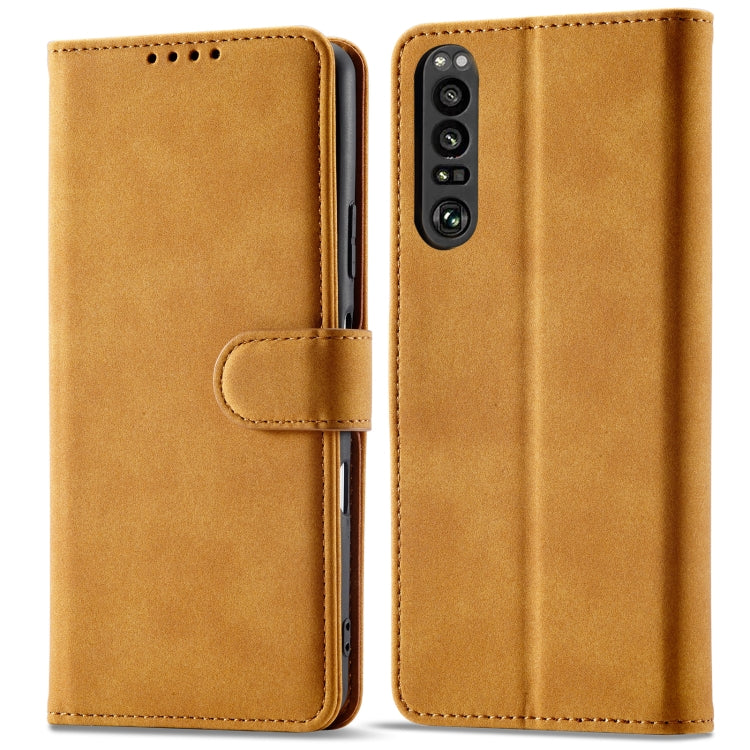 For Sony Xperia 1 III Frosted Anti-theft Brush Horizontal Flip Leather Phone Case