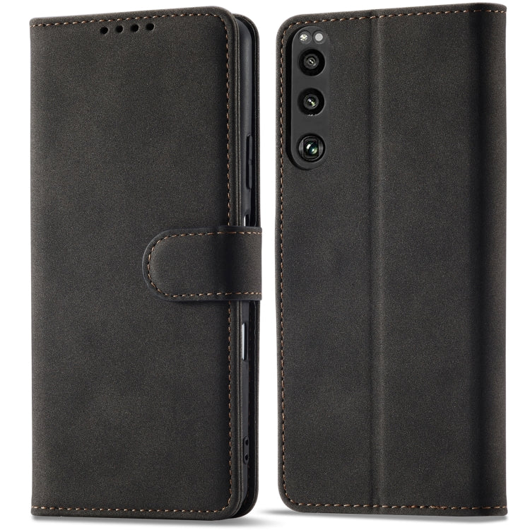 For Sony Xperia 5 III Frosted Anti-theft Brush Horizontal Flip Leather Phone Case