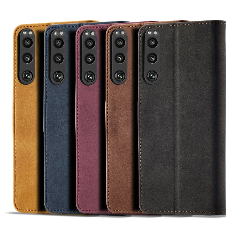 For Sony Xperia 5 III Frosted Anti-theft Brush Horizontal Flip Leather Phone Case