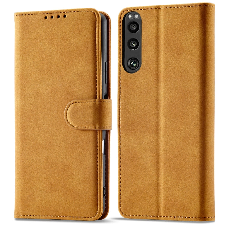 For Sony Xperia 5 III Frosted Anti-theft Brush Horizontal Flip Leather Phone Case