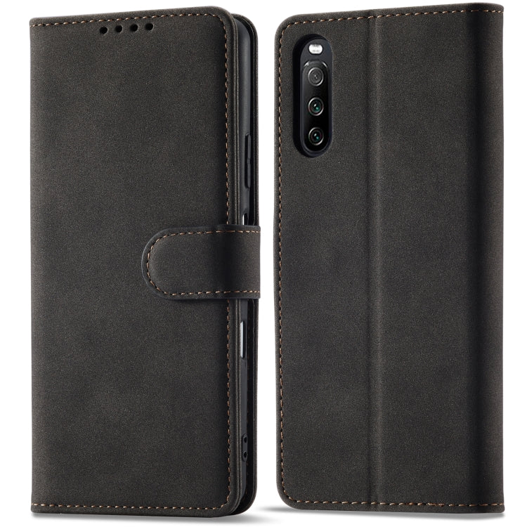 For Sony Xperia 10 III Frosted Anti-theft Brush Horizontal Flip Leather Phone Case
