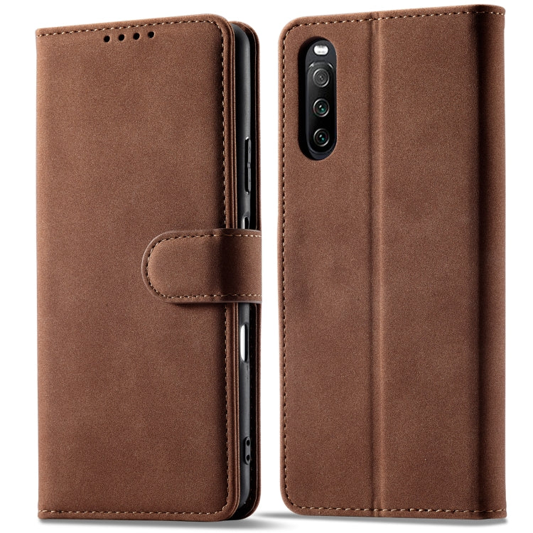 For Sony Xperia 10 III Frosted Anti-theft Brush Horizontal Flip Leather Phone Case