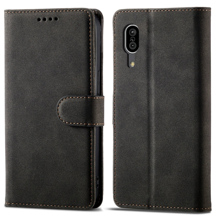 For Sharp Aquos Sense 3 Frosted Anti-theft Brush Horizontal Flip Leather Phone Case