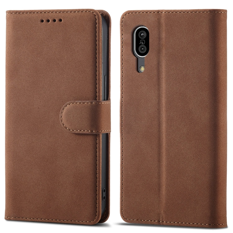 For Sharp Aquos Sense 3 Frosted Anti-theft Brush Horizontal Flip Leather Phone Case