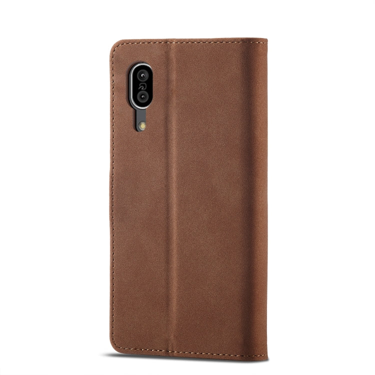 For Sharp Aquos Sense 3 Frosted Anti-theft Brush Horizontal Flip Leather Phone Case