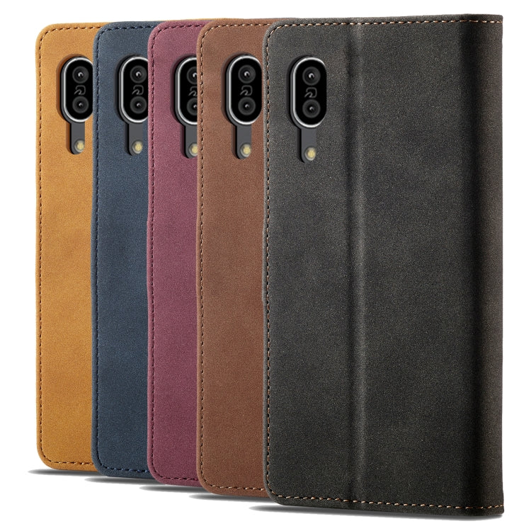 For Sharp Aquos Sense 3 Frosted Anti-theft Brush Horizontal Flip Leather Phone Case