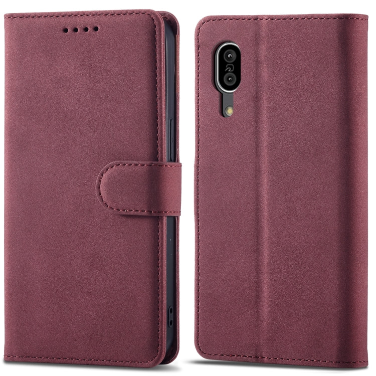 For Sharp Aquos Sense 3 Frosted Anti-theft Brush Horizontal Flip Leather Phone Case