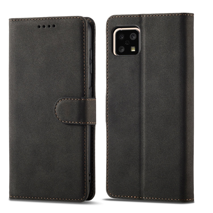 For Sharp Aquos Sense 4 Frosted Anti-theft Brush Horizontal Flip Leather Phone Case