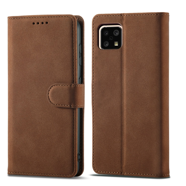 For Sharp Aquos Sense 4 Frosted Anti-theft Brush Horizontal Flip Leather Phone Case