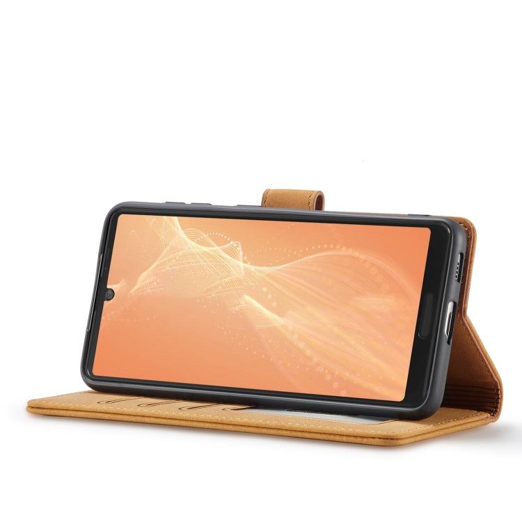 For Sharp Aquos Sense 4 Frosted Anti-theft Brush Horizontal Flip Leather Phone Case