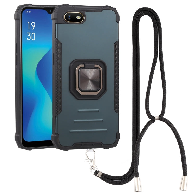 For OPPO A1k Aluminum Alloy + TPU Phone Case with Lanyard