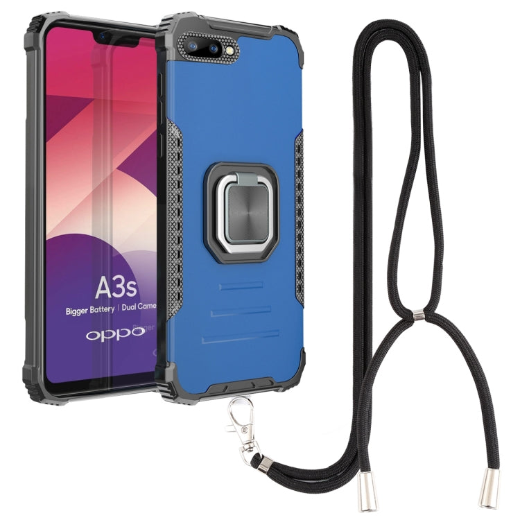 For OPPO A3s / C1 / A5 / A12e Aluminum Alloy + TPU Phone Case with Lanyard