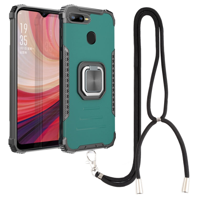 For OPPO A7 / A5S / A12 / A11K / F9 Aluminum Alloy + TPU Phone Case with Lanyard