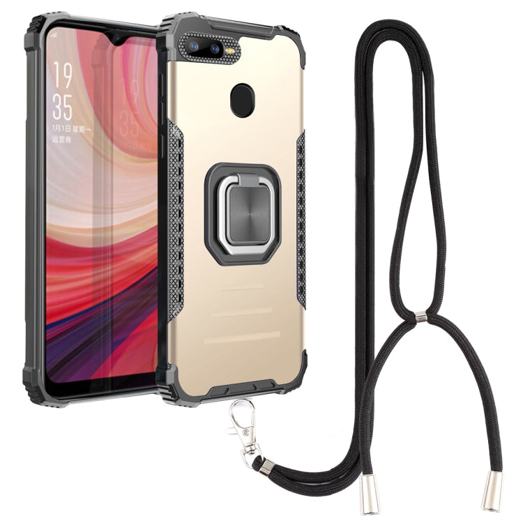 For OPPO A7 / A5S / A12 / A11K / F9 Aluminum Alloy + TPU Phone Case with Lanyard