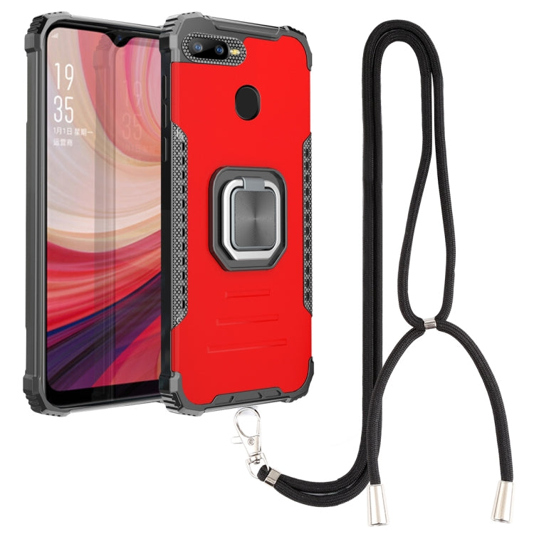 For OPPO A7 / A5S / A12 / A11K / F9 Aluminum Alloy + TPU Phone Case with Lanyard