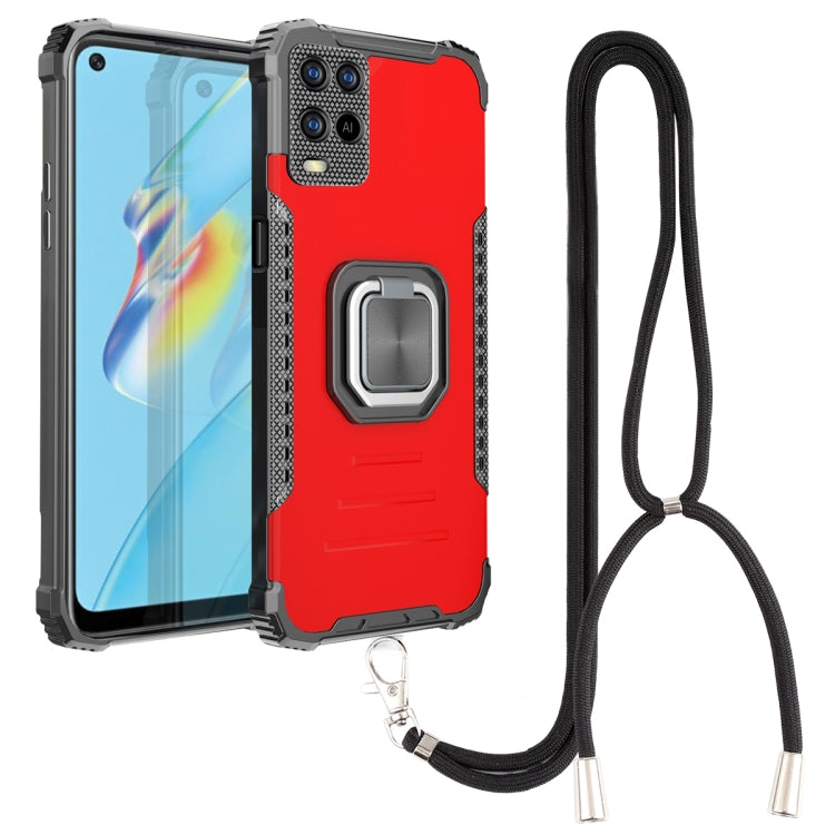 For OPPO A54 4G Aluminum Alloy + TPU Phone Case with Lanyard