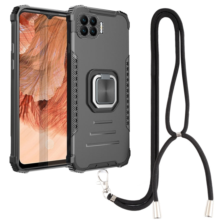 For OPPO A73 Aluminum Alloy + TPU Phone Case with Lanyard